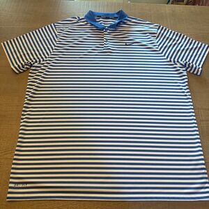 Nike Golf Mens Dri-FIT Striped Polo Shirt Blue White 2XL 891239-480